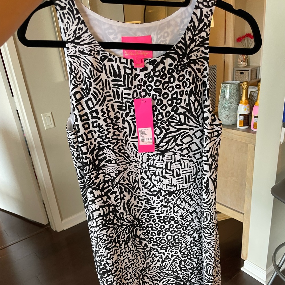 NWT Lilly Pulitzer Jackie Silk Dress Onyx Home Slice - Small